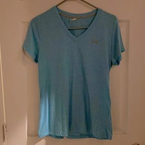 Under Armour tee. Medium turquoise blue color